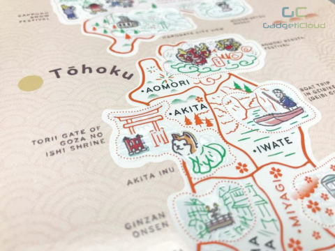 Japan scratch travel map 日本刮刮地圖 刮刮樂 close up landmarks of japan