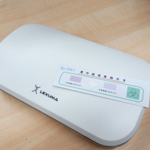 Lexuma XGerm Series UV light sanitizer sterilizer disinfectant disinfection phone cleaner UV testing paper XGerm Pro Tube Version before