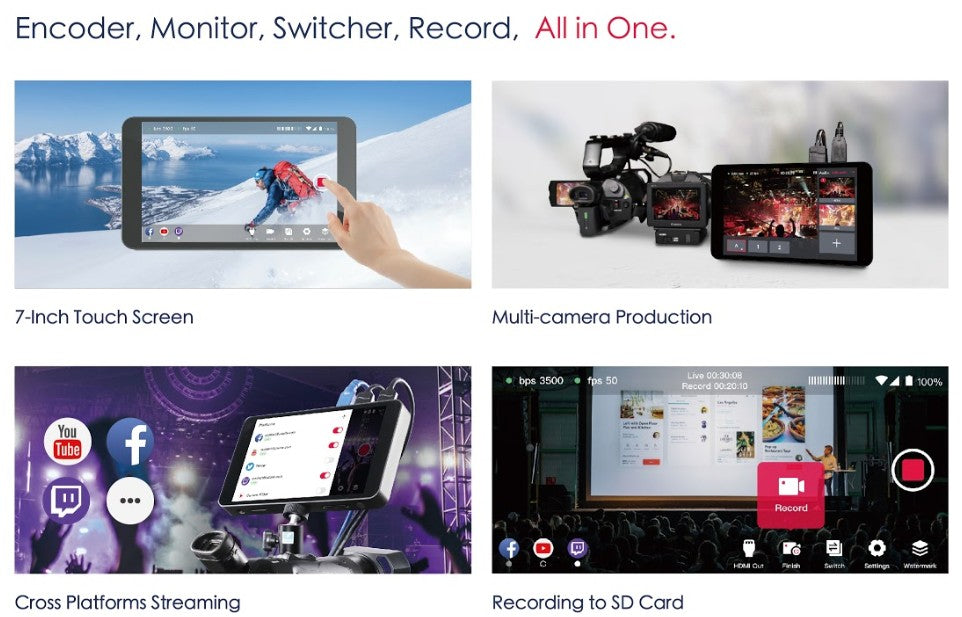 YoloLiv YoloBox Yololivbox Portable Live Stream Studio Broadcast Box WiFi 4G Encoder 1080P HD video recording four in one 4-in-1 streaming gear on Facebook Youtube Twitch Capture card Switcher Studio DSLR Controller without OBS 直播 實況 直播專用 臉書直播  network wireless facebook live box live event tool