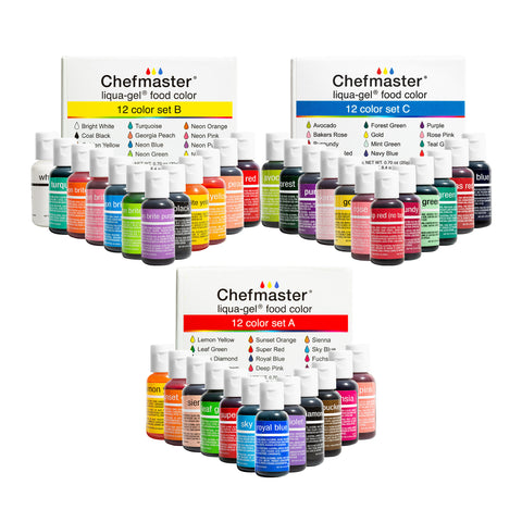 Chefmaster: Liqua-Gel Food Coloring - 12 Color Set C - Fade Resistant Food  Coloring - 12 Pack - Vibrant, Eye-Catching Colors, Easy-To-Blend Formula,  Fade-Resistant 