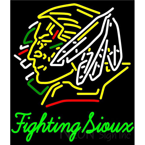 Fighting Sioux With Name Neon Sign 4