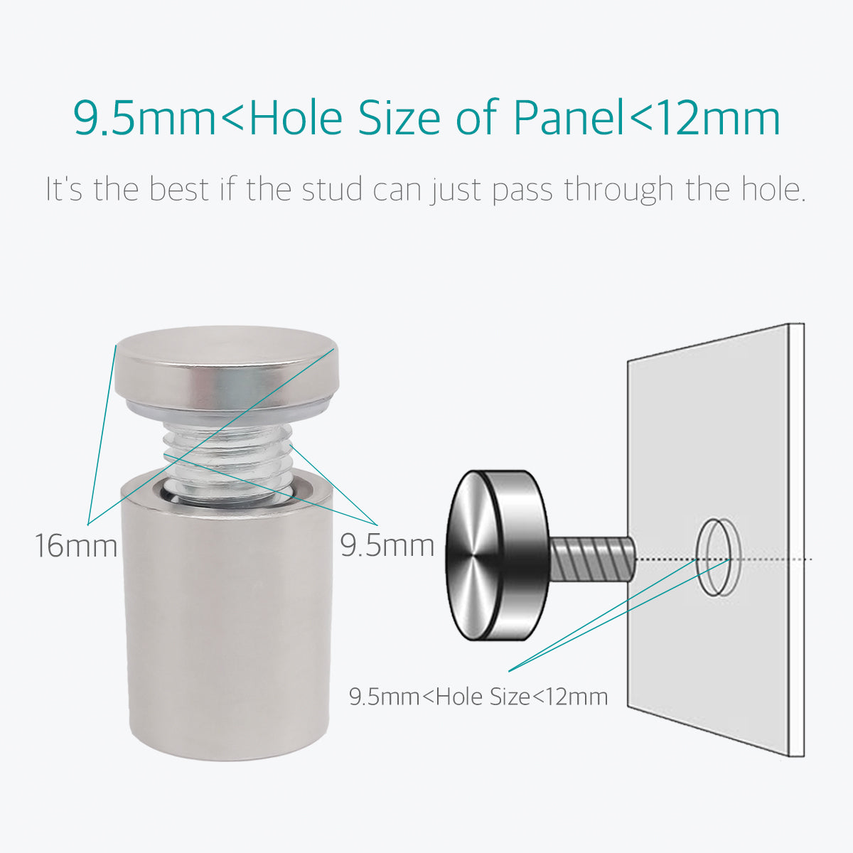 Pcs 16 X 25mm Stainless Steel Glass Standoff Pin Fixing Mount Bolt Lantee