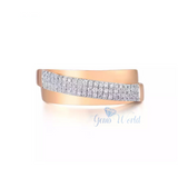 Natural Diamond 0.18ct Stylish 14k Rose Gold Slanted Band Ring