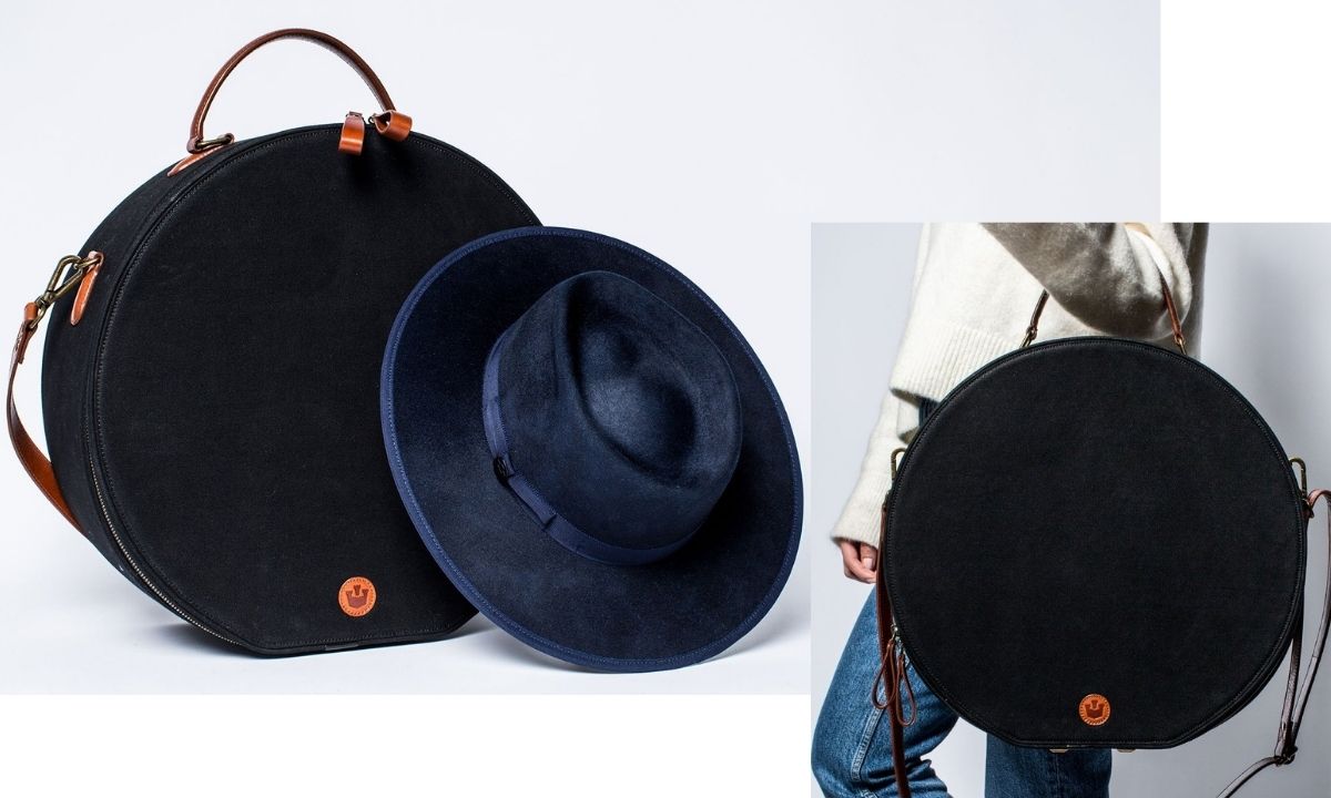 Leather Handmade Hat Box For Travel And Storage