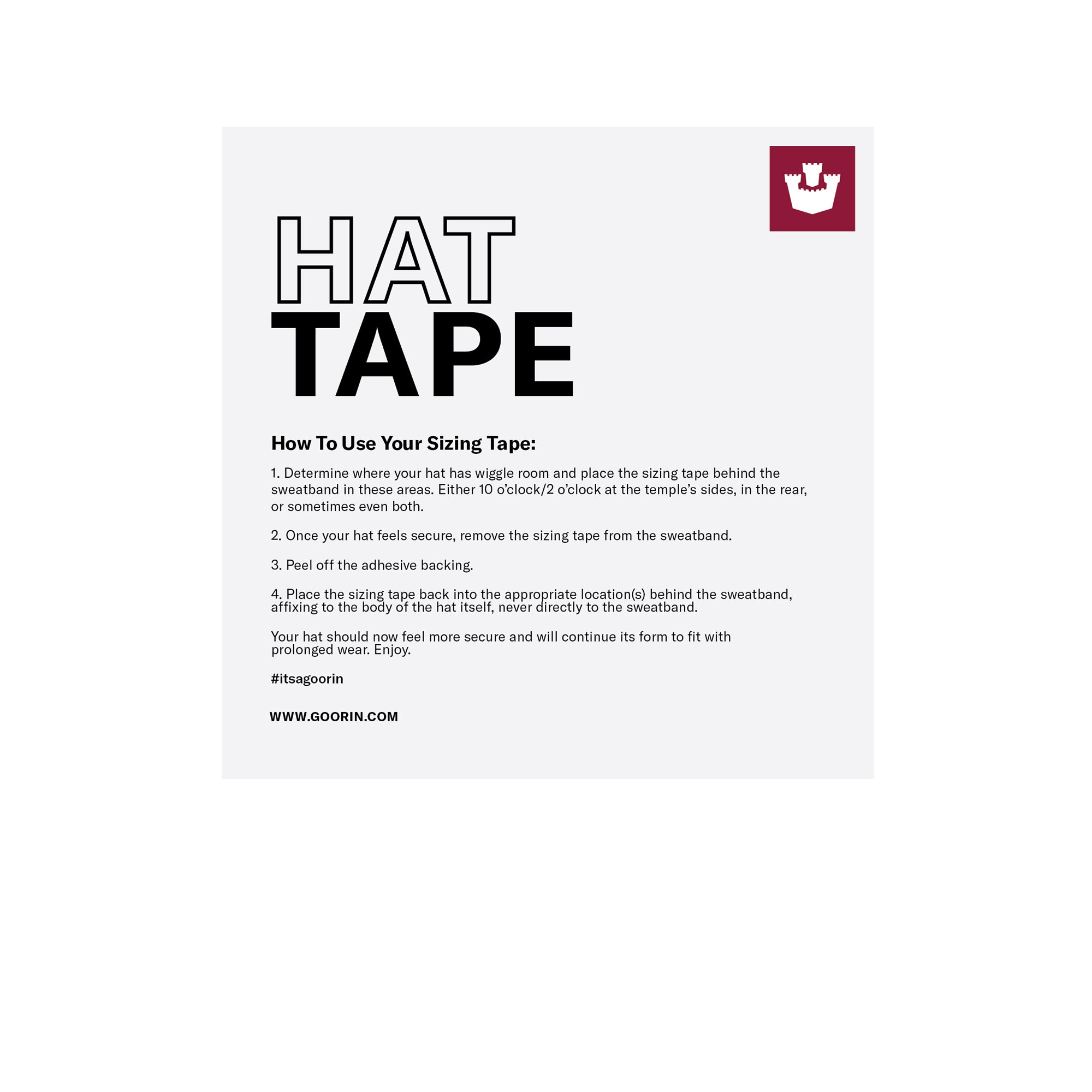 Adhesive Fastener Tape, Hat Tape Size Reducer