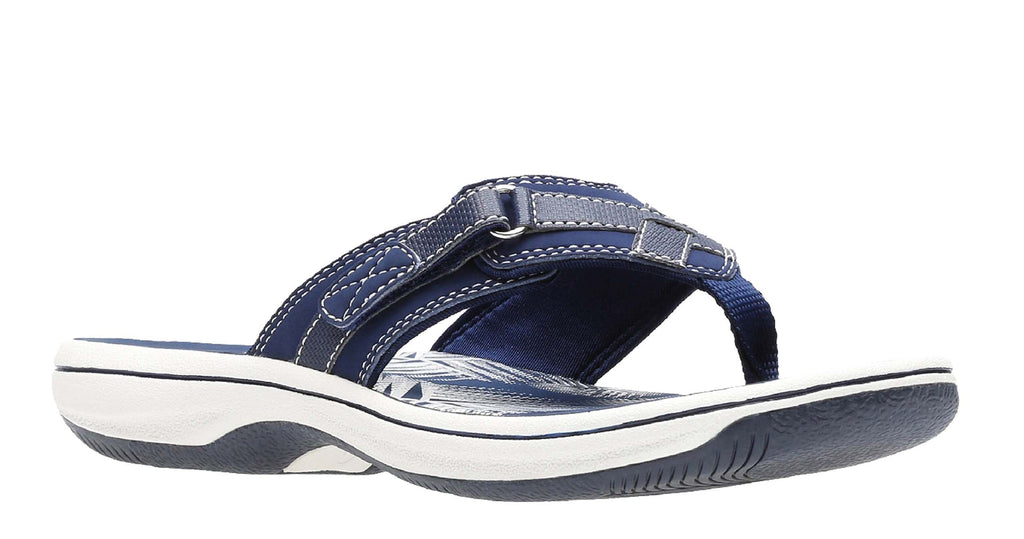 clarks navy flip flops