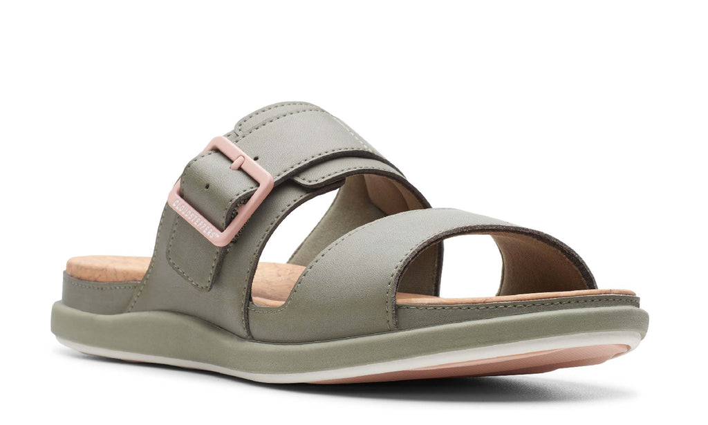 clarks women's cloudsteppers step june tide slide sandals