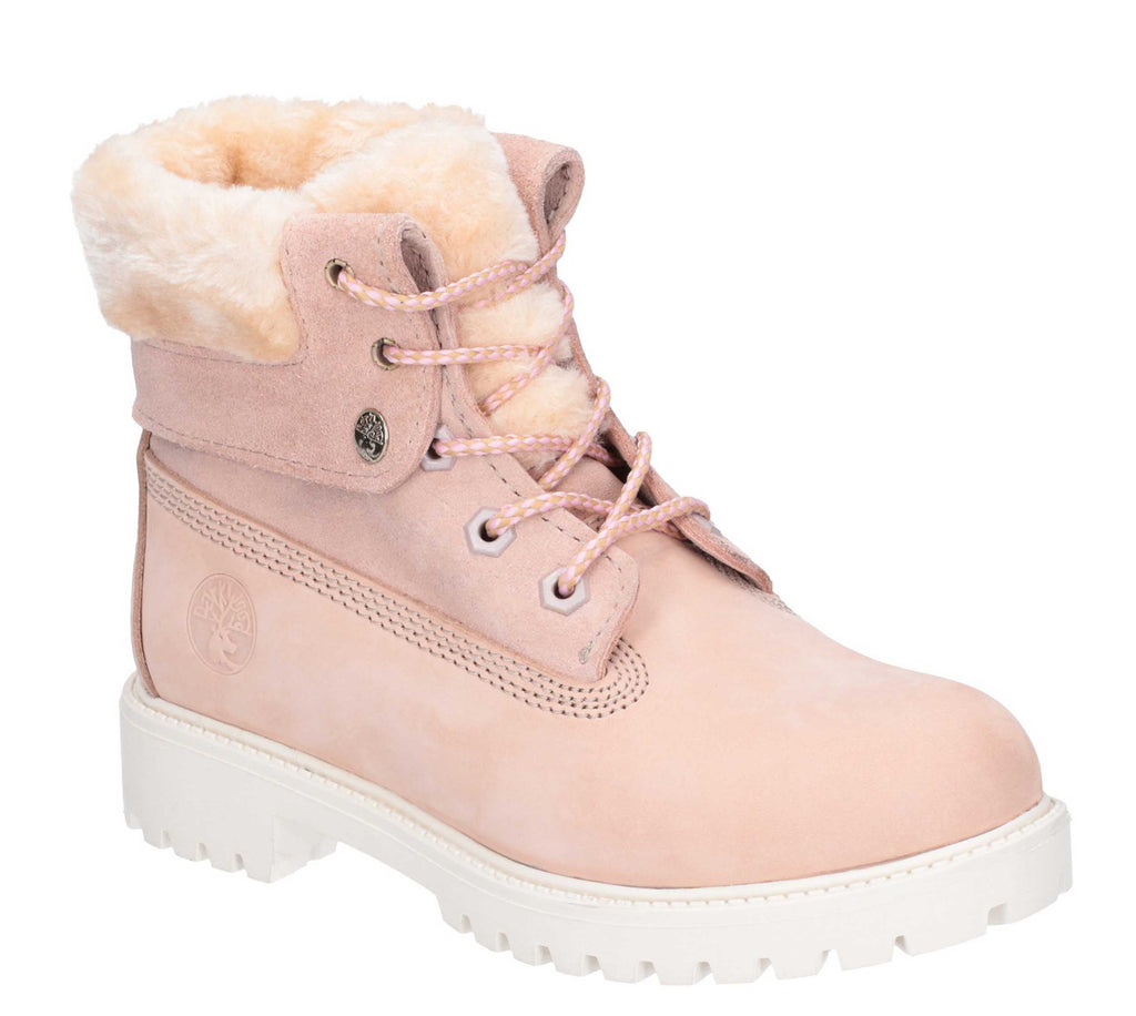 light pink fur boots