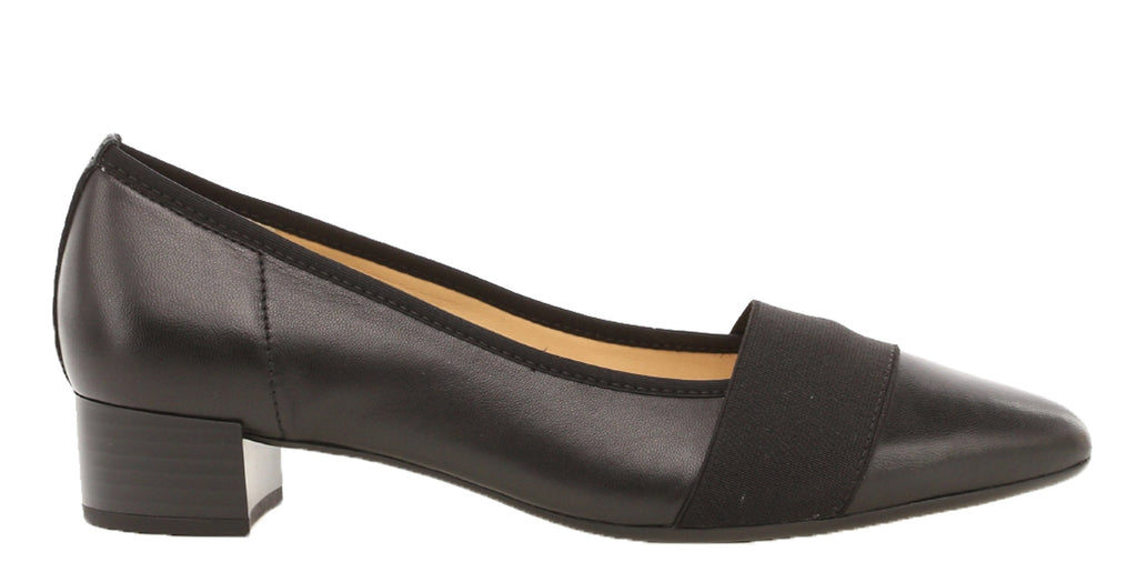 gabor black leather court shoes