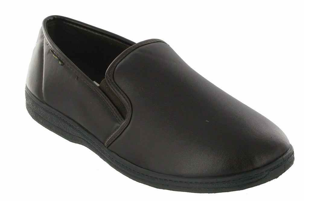 faux leather slip ons