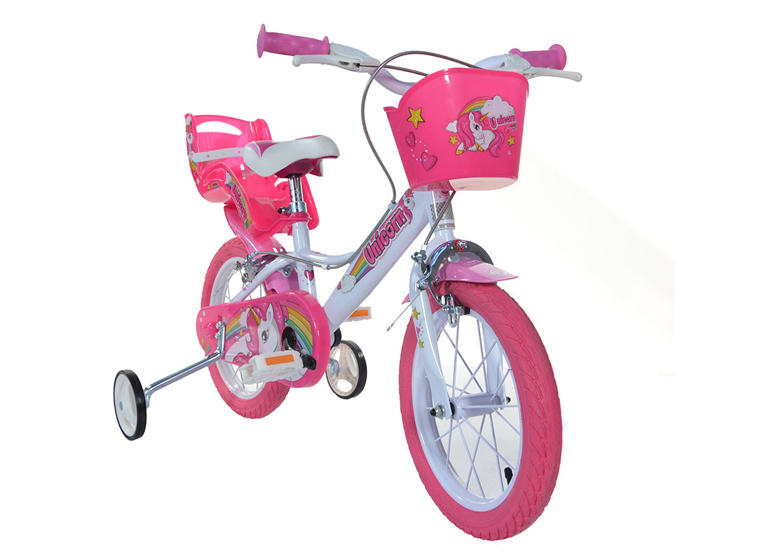 pink bike with stabilisers