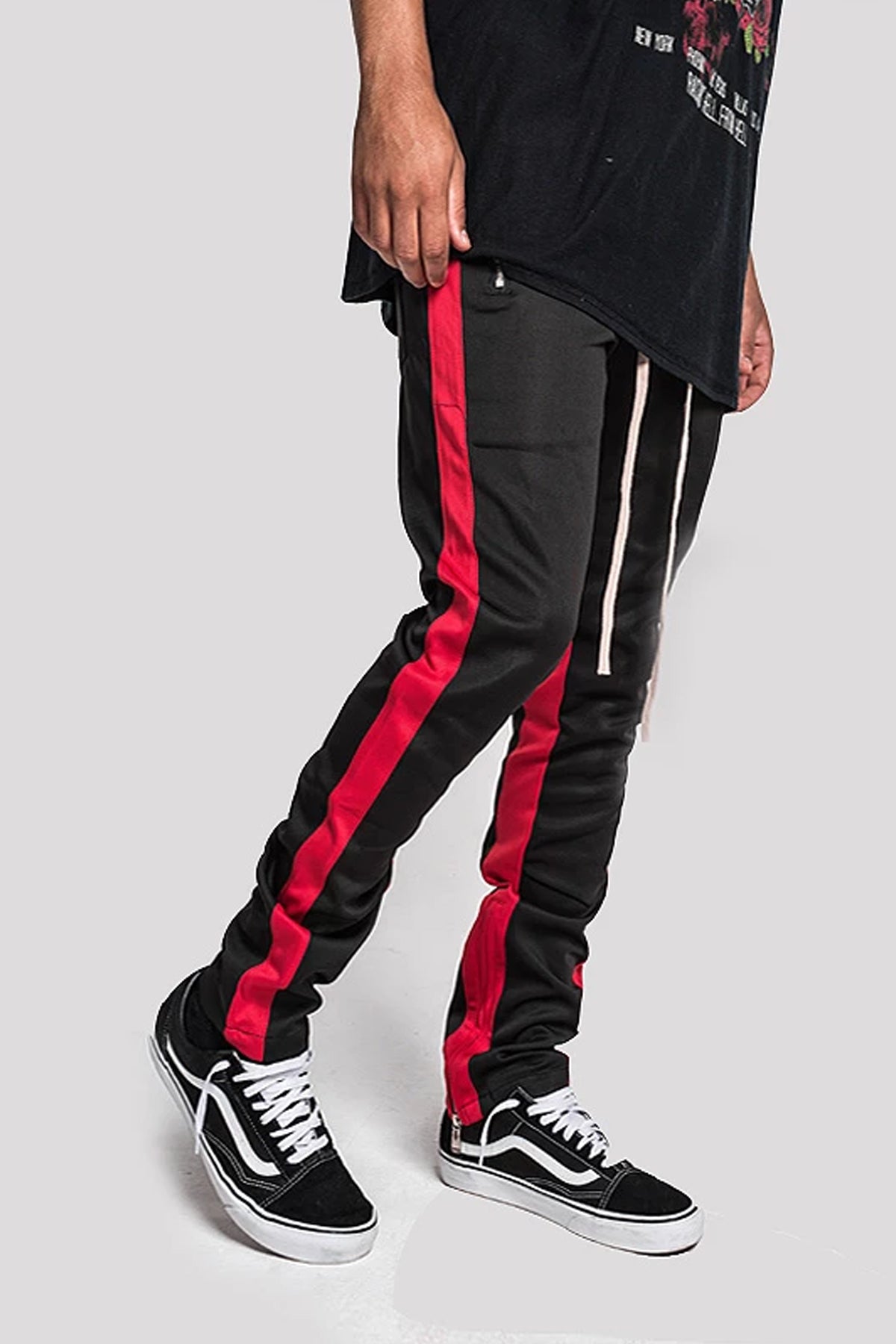 Retro Side Stripe Track Pants - Black 