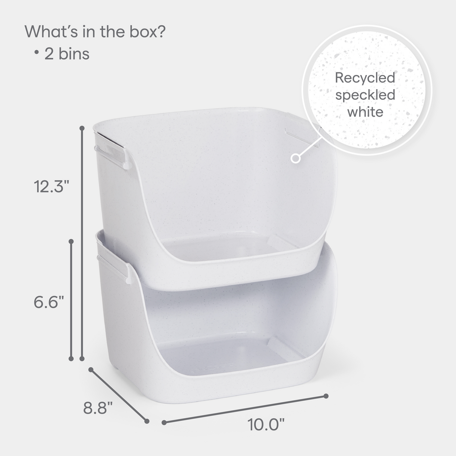 ShelfBin™ Stacking Pantry Bins, 2-Pack Dimensions