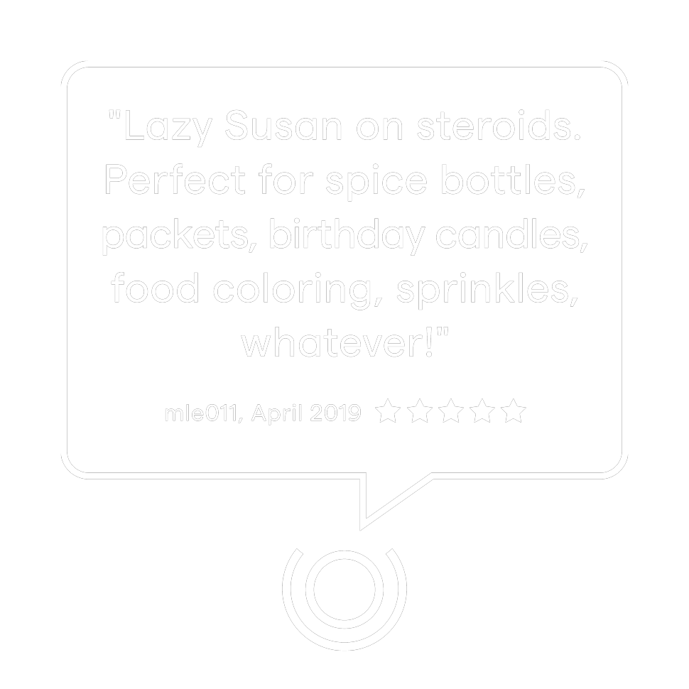 Lazy Susan on steroids. Perfect for spice bottles, packets, birthday candles food coloring, sprinkles, whatever! mle011, April 2019, 5 Stars