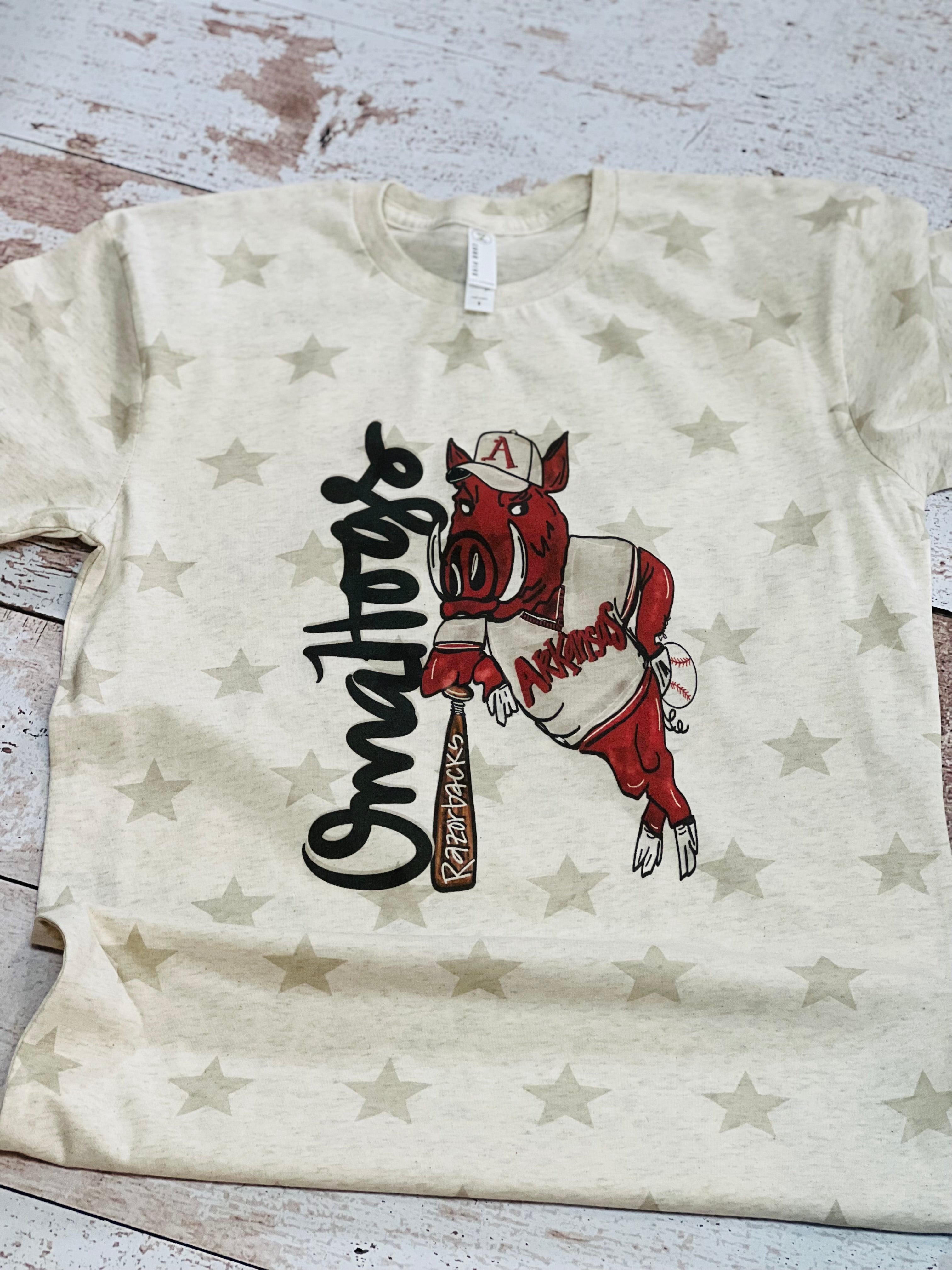 Omahogs Arkansas Razorback Baseball Stars Adult Graphic Tee