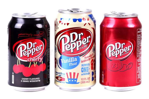 Three Dr Pepper flavors