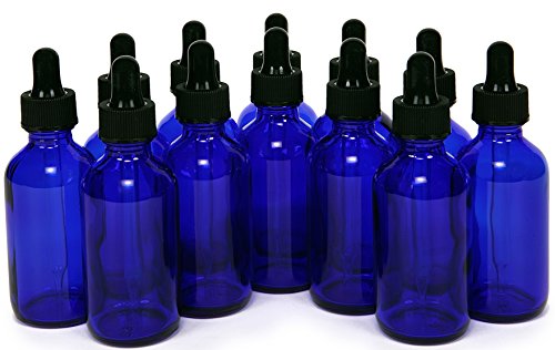 Photo 1 of 12, Cobalt Blue, 2 oz, Glass Bottles, with Glass Eye Droppers