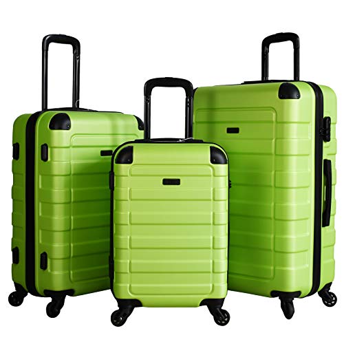 Hipack Prime Suitcases Hardside Luggage with Spinner Wheels, Green, 3 ...
