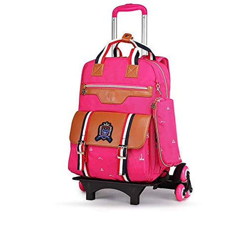 girl rolling backpacks for school