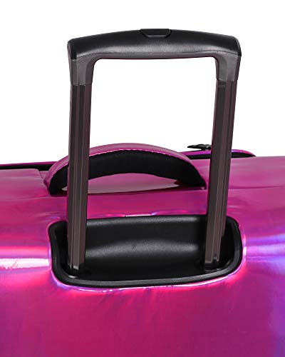 pink holographic suitcase