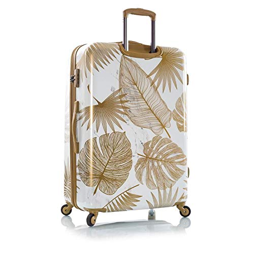 white and gold suitcase