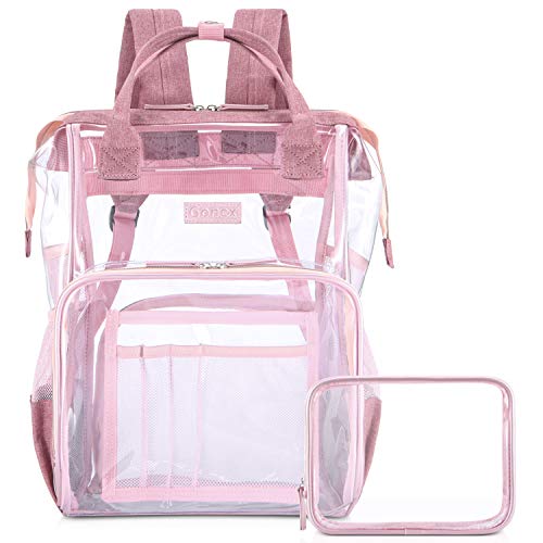 Gonex Heavy Duty Clear Backpack with Cosmetic Bag, Transparent Backpack ...
