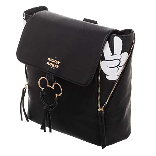 black leather mickey mouse backpack