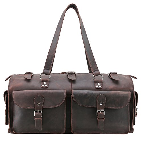 Polare 22'' Indiana Jones Looking Natural Leather Weekender Carry On ...