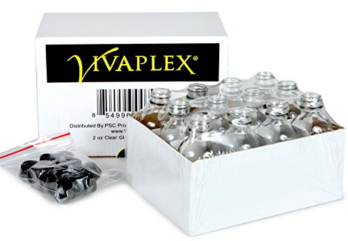 Vivaplex 12 Clear 2 Oz Glass Bottles With Lids 0064