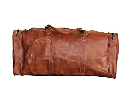 Vintage Leather 24 Inch Square Duffel Travel Gym Sports Overnight ...