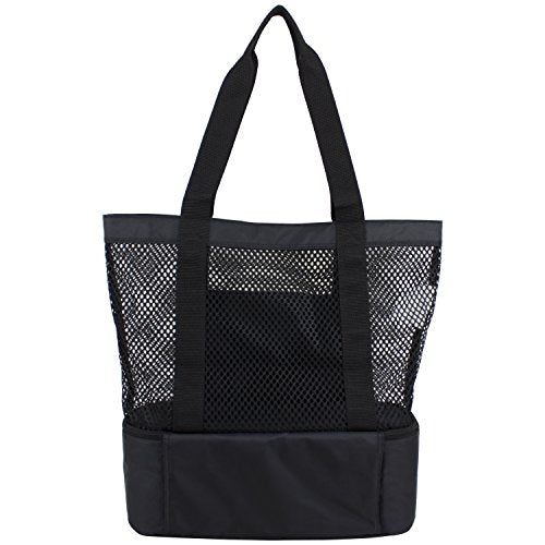 Eastsport Mesh Tote Insulated Cooler Beach Bag, Black