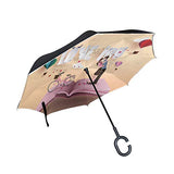Reverse Umbrella Couple Book Bicycle Inverted Umbrella Reversible for Golf Car Travel Rain