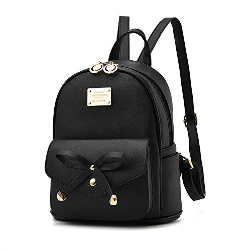 Girls Bowknot Cute Leather Backpack Mini Backpack Purse For Women