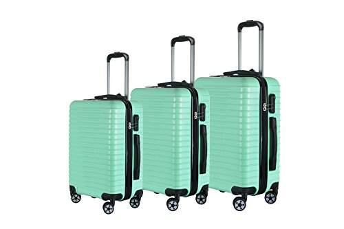 green hardside luggage