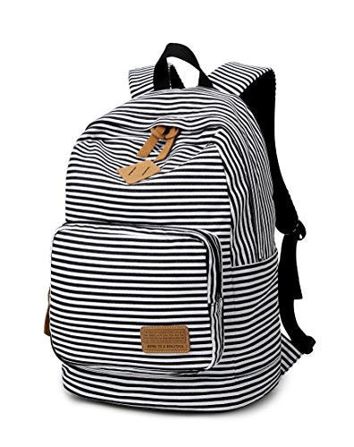 Spalison Striped Canvas Backpack Girls School Bag Women Casual Travel ...