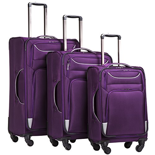 Coolife Luggage 3 Piece Set Suitcase Spinner Softshell Lightweight ...