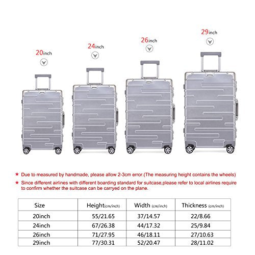 24 inch luggage dimensions in cm