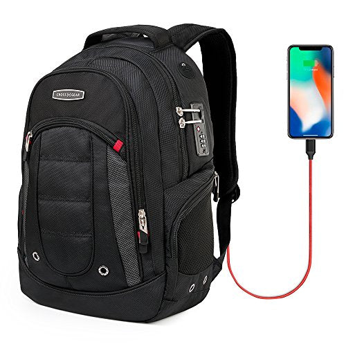 Crossgear Laptop Backpack With Usb Charging Port And Combination Lock ...