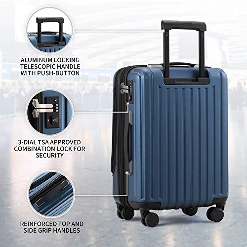 LEVEL8 Carry-On Luggage, Hardside Suitcase, 20” Lightweight ABS+PC ...