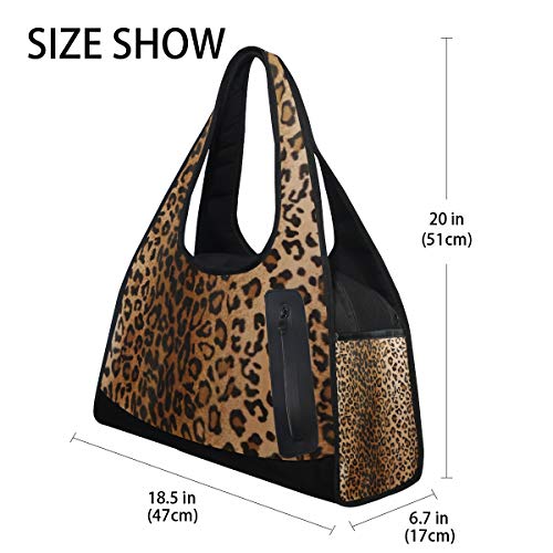 Gym Bag Brown Leopard Women Yoga Canvas Duffel Bag Sports Tote Bags for ...