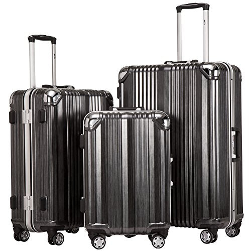 Coolife Luggage Aluminium Frame Suitcase 3 Piece Set with TSA Lock 100% ...