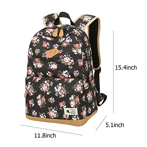 ABage Cute Casual Bag Floral Canvas Backpack College Book Bag Travel ...