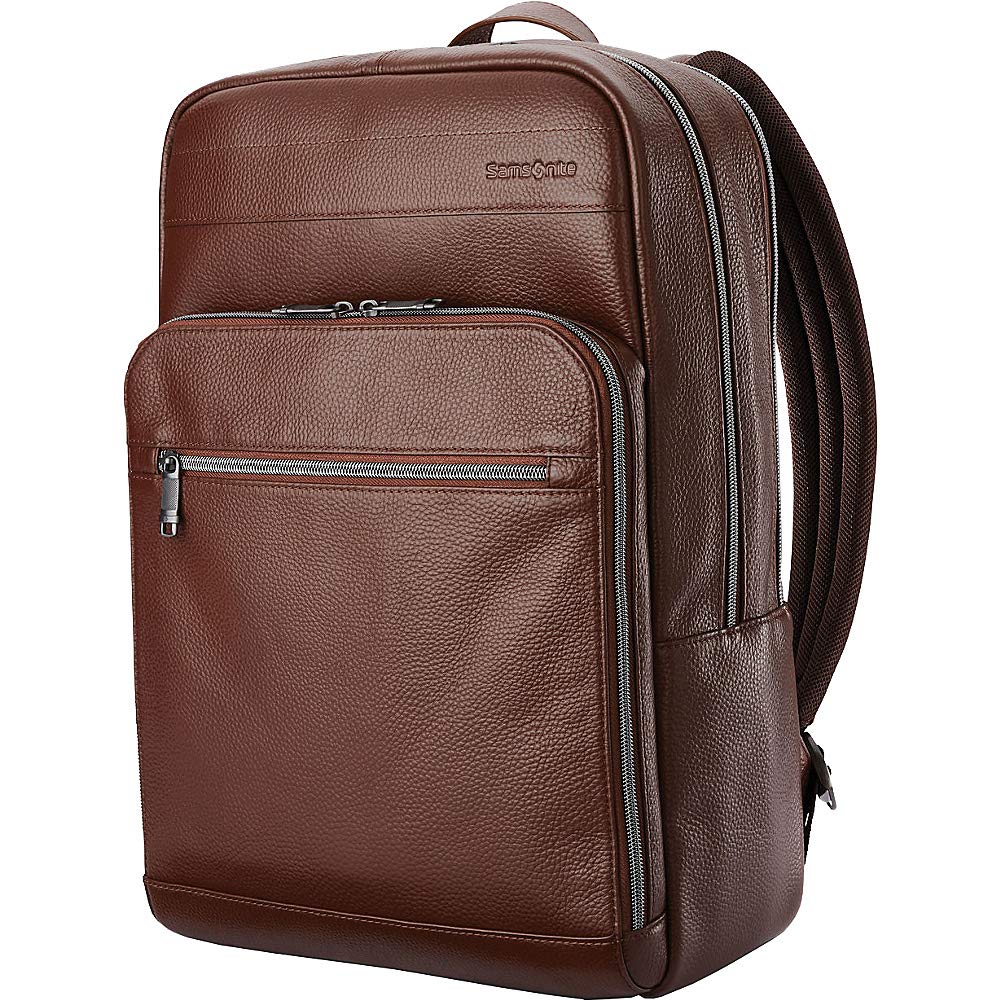 Samsonite Leather Slim Laptop Backpack (Chestnut)