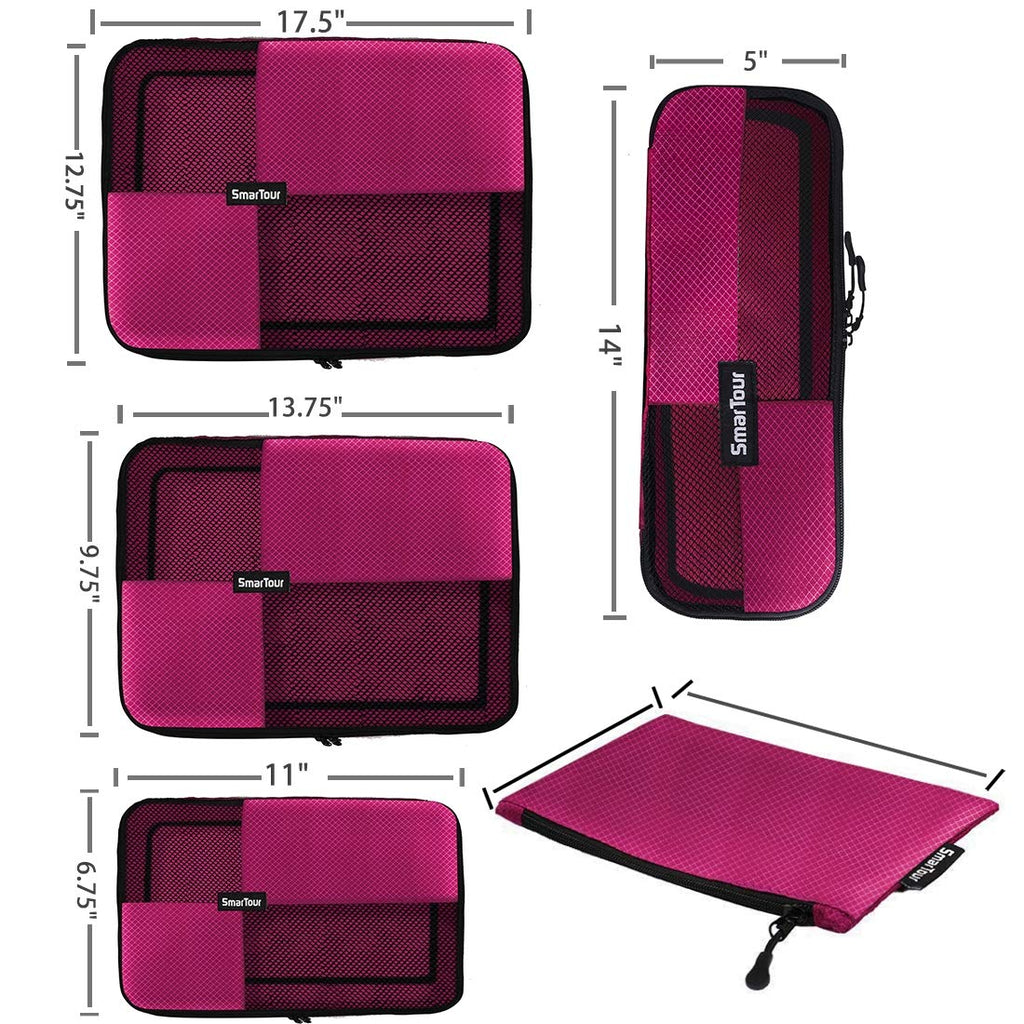 SmarTour packing cubes for travel - 4 Pieces luggage packing organizers ...