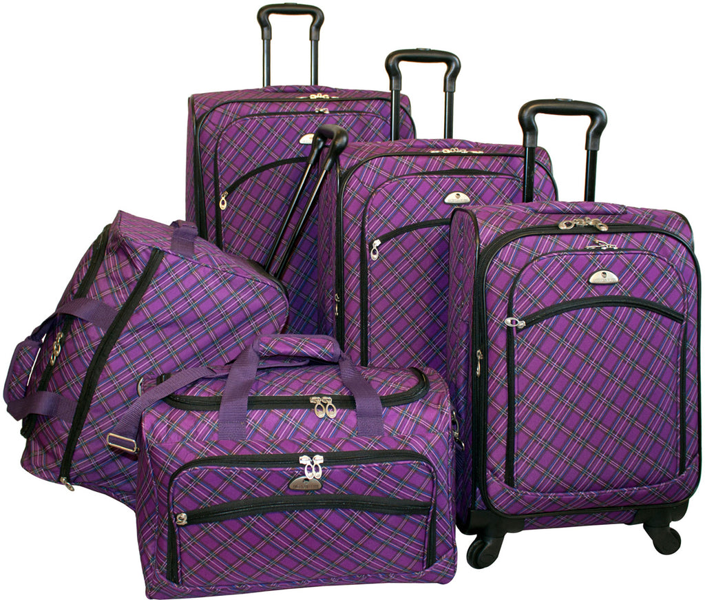 5 piece purple luggage set