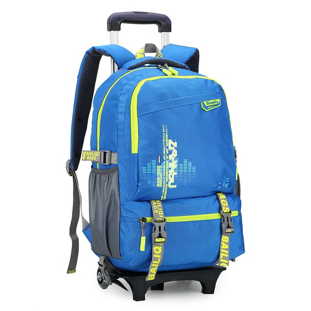 Waterproof Trolley Backpack Boys Girls Children School Bag Wheels ...