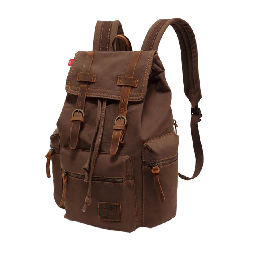 Canvas Backpac Vintage Canvas Leather Backpack Hiking Daypacks ...