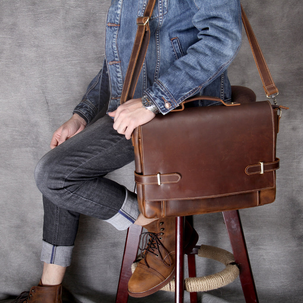 Shop Mens Rare Crazy Horse Leather Portfolios – Luggage Factory