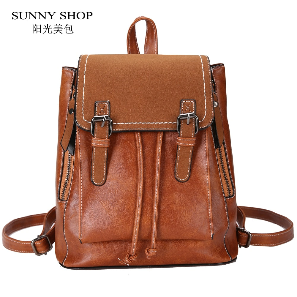 Vintage Pu Leather Backpack Female 2018 Small Bagpack Brand Designer ...