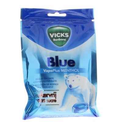 Vicks Blue menthol suikervrij bag 72 Gram